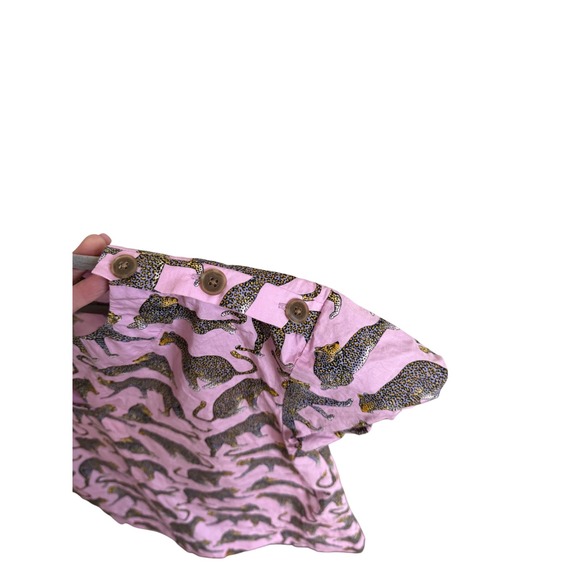 J.Crew Pink Leopard Print Cotton Popover Top Short Puff Sleeve XS - Picture 3 of 7